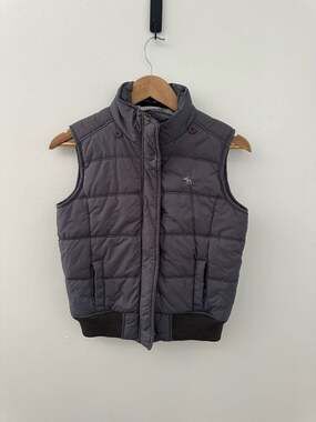 Abercrombie & Fitch Authentic Vintage Puffer Vest in Navy Gray